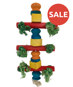 Parrot-Supplies Chock-A-Block Wood and Rope Parrot Toy